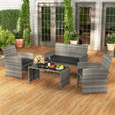 4 Piece Patio Conversation Set Rattan Chair Loveseat and Table Set