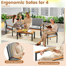 4 Piece Patio Furniture Set with Coffee Table and Loveseat with Removable Cushions-Gray