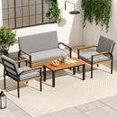 Rectangular Patio Storage Side Table with Aluminum Alloy Rods for Poolside