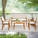 4 Piece Patio Furniture Set with Coffee Table for Backyard and Garden-White