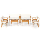 4 Piece Patio Furniture Set with Coffee Table for Backyard and Garden-White