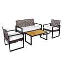 4-Piece Patio Conversation Set with Acacia Coffee Table