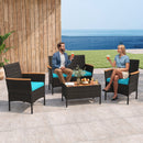 4-Piece Patio Conversation Set with Loveseat and Coffee Table