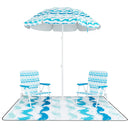 4 Pieces Beach Umbrella Set with 2 Foldable Chairs and Picnic Blanket