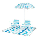 4 Pieces Beach Umbrella Set with 2 Foldable Chairs and Picnic Blanket