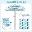 4 Pieces Beach Umbrella Set with 2 Foldable Chairs and Picnic Blanket