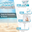 4 Pieces Beach Umbrella Set with 2 Foldable Chairs and Picnic Blanket