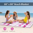 4 Pieces Beach Umbrella Set with 2 Foldable Chairs and Picnic Blanket