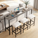 4 Pieces Counter Height Bar Table with Power Outlet with 3 Padded Stools
