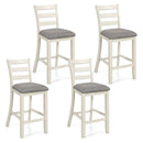 4 Pieces Counter Height Chairs with Fabric Seat and Rubber Wood Legs