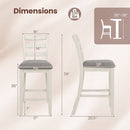 4 Pieces Counter Height Chairs with Fabric Seat and Rubber Wood Legs