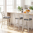 4 Pieces Counter Height Chairs with Fabric Seat and Rubber Wood Legs