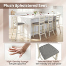 4 Pieces Counter Height Chairs with Fabric Seat and Rubber Wood Legs