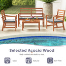 4 Pieces Outdoor Furniture Set with Stable Acacia Wood Frame