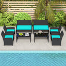 4 Pieces Patio Furniture Set with Tempered Glass Tabletop and Removable Cushion