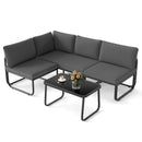 4 Pieces Patio Furniture Set with Cushions and Coffee Table-Gray