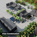 4 Pieces Patio Furniture Set with Cushions and Coffee Table-Gray