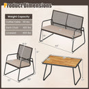 4-Piece Patio Furniture Set with Acacia Wood Coffee Table