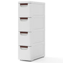 3/4/5/6-Drawer Rolling Organizer Unit Narrow Storage Cabinet with Built-In Wheels for Small Space-4-Drawer