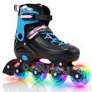 4-Size Adjustable Light-Up Kids Inline Skates for Kids Ages 7-9