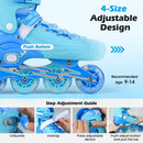 4-Size Adjustable Light-Up Kids Inline Skates for Kids Ages 9-14