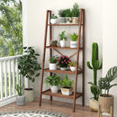 4-Tier Bamboo Ladder Bookshelf 58 Inch - Walnut