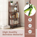 4-Tier Bamboo Ladder Bookshelf 58 Inch - Walnut