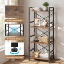 4-Tier Bookshelf Narrow Freestanding Display Shelf with Metal Frame