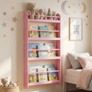 4-Tier Wall Mounted Bookshelf with Safety Rails