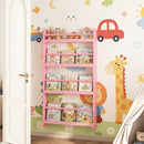 4-Tier Wall Mounted Bookshelf with Safety Rails