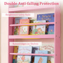 4-Tier Wall Mounted Bookshelf with Safety Rails