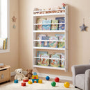4-Tier Wall Mounted Bookshelf with Safety Rails