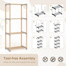 5-Tier Pine Wood Bookshelf with Open Shelves