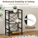 4-Tier Bookshelf with Metal Frame and Wooden Storage Racks for Study