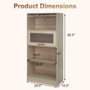 4-Tier Bookshelf with Storage Cabinets - Natural Wood