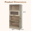 4-Tier Bookshelf with Storage Cabinets - Natural Wood