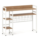 4-Tier Desk Shelf Desktop Display Rack with Metal Grid Panel and 6 Hooks