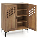4 Tier Farmhouse Shoe Storage Cabinet with Removable Shelves and Metal Legs