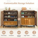 4 Tier Farmhouse Shoe Storage Cabinet with Removable Shelves and Metal Legs