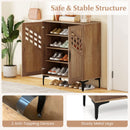 4 Tier Farmhouse Shoe Storage Cabinet with Removable Shelves and Metal Legs