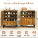 4 Tier Farmhouse Shoe Storage Cabinet with Removable Shelves and Metal Legs