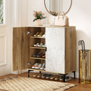 4 Tier Farmhouse Shoe Storage Cabinet with Removable Shelves and Metal Legs