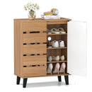4-Tier Farmhouse Shoe Organizer with Louvered Door