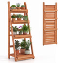 4-Tier Foldable Plant Stand with Slatted Shelves
