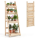4-Tier Foldable Plant Stand with Slatted Shelves