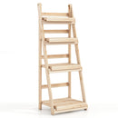 4-Tier Foldable Plant Stand with Slatted Shelves