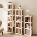 4-Tier Foldable Rotating Bookshelf with Swivel Base and Translucent Panels-White