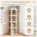 4-Tier Foldable Rotating Bookshelf with Swivel Base and Translucent Panels-White