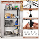 4-Tier Metal Storage Shelving Unit Set of 2 with V-Shaped Wire Rack-Black
