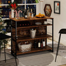 4-Tier Mini Bar Kitchen Island with Footrest and Wine Rack-Coffee